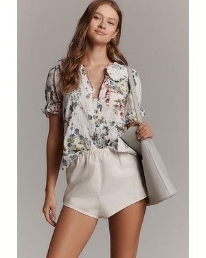 Pilcro The Keira Collared Button-Front Blouse By - Green