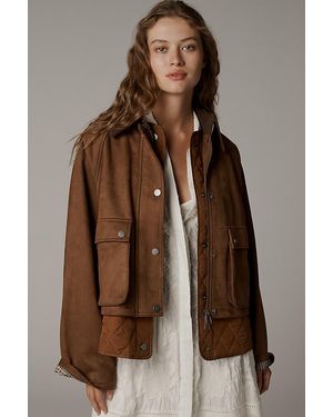 By Anthropologie Faux-Suede Twofer Jacket - Brown