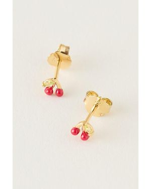 Enamel Copenhagen Cherry Stud Earrings - White