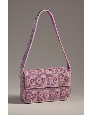 By Anthropologie The Fiona Shoulder Bag: Metallic Bow Edition - Purple