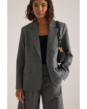 SELECTED Tonia Oversized Pinstripe Blazer - Brown