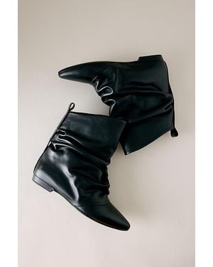 Bronx Kendr-A Fold Over Leather Ankle Boots - Black