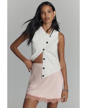 By Anthropologie The Tilda Mini Slip Skirt: Lace Trim Edition - Pink