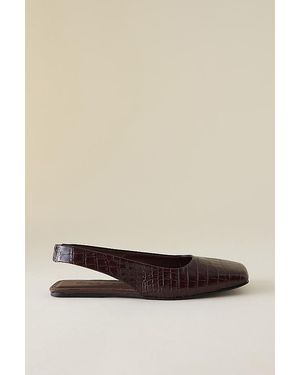 Vicenza Square-Toe Slingback Flats - Natural