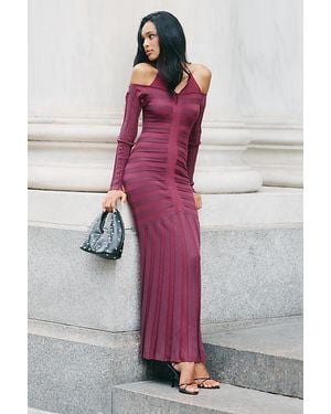 By Anthropologie Cold-Shoulder Knit Maxi Dress - Purple
