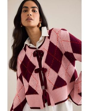 Maeve Argyle Tie-Front Cardigan - Pink