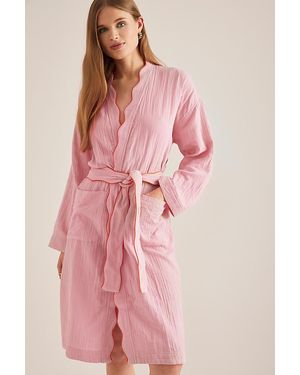 TBCo Cotton Scallop-Trim Robe - Pink