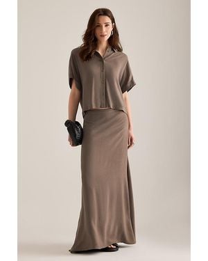 SELECTED Viva Linen-Blend Short-Sleeve Crop Shirt - Natural