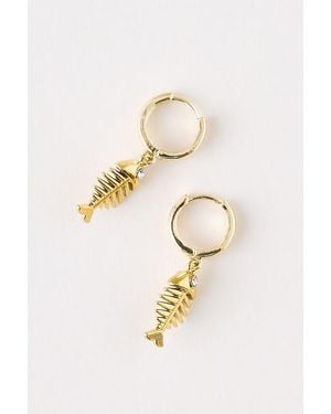 By Anthropologie Fish Icon Huggie Hoop Earrings - Natural