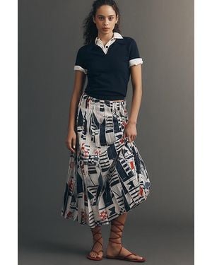 Maeve Graphic Tiger Piped Maxi Skirt - Multicolour