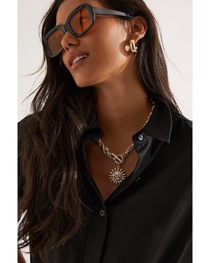 By Anthropologie Bevelled Rectangular Sunglasses - Black