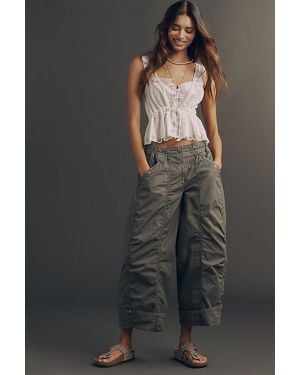 Pilcro Cotton Crop Parachute Trousers - Black