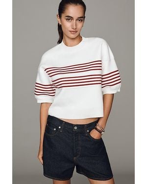 Maeve Puff-Sleeve Knit Top - White
