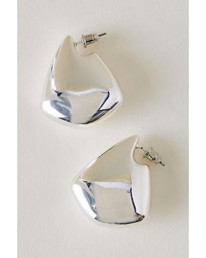 Anthropologie Large Chunky Triangle Hoop Earrings - Natural