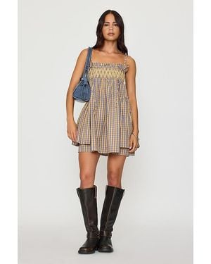 Damson Madder Lilo Mini Smock Dress - Brown