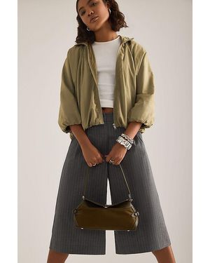 Melie Bianco Mixed Material Top Handle Shoulder Bag - Black
