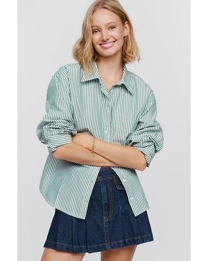 Maeve The Shrunken Bennet 100% Cotton Buttondown Shirt By - Blue