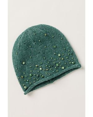 By Anthropologie Cuffless Embellished Beanie - Green