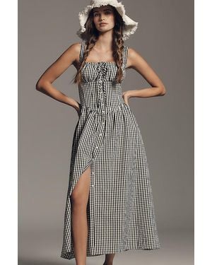 Astr Temperance A-Line Buttondown Maxi Dress - Grey