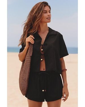 Seafolly Palermo Tie-Front Crop Top - Black