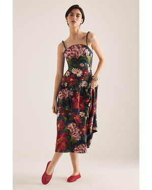 BARBOUR X FARM RIO Wild Flower Drop-Waist Midi Dress - Natural
