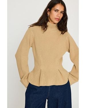 ALIGNE Chase High-Neck Wool-Blend Peplum Jumper - Blue