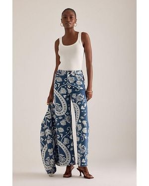 Never Fully Dressed Amara Printed Straight-Leg Jeans - Blue