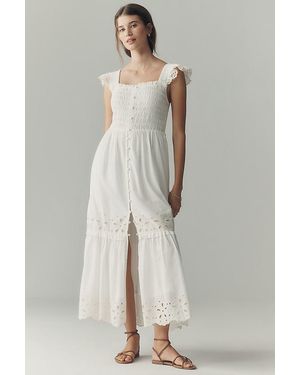 By Anthropologie The Peregrine Eyelet Midi Dress - White