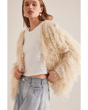 By Anthropologie Knit Fringe Cardigan - Natural