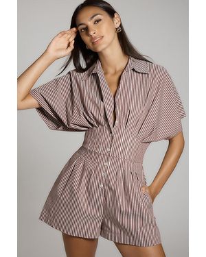 Exquise The Tobie Pleated Playsuit By - Brown