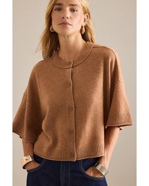 By Anthropologie The Goldie Crew-Neck Cashmere Jumper: Cardigan Edition - Brown