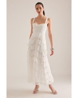 Bardot Adaline Floral Applique Corset Midi Dress - Natural