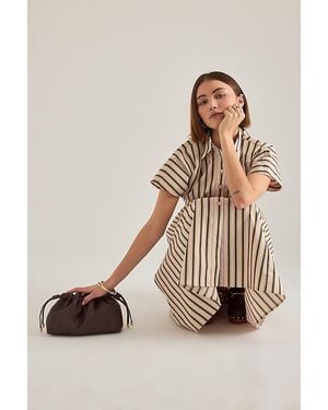 By Anthropologie Leather Drawstring Clutch Bag - Brown