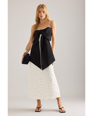 Stella Nova Heart Print Bow Midi Dress - Black