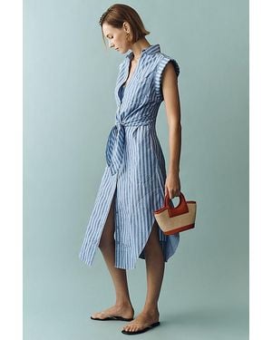 Pilcro Sleeveless Wrap Shirt Dress - Blue