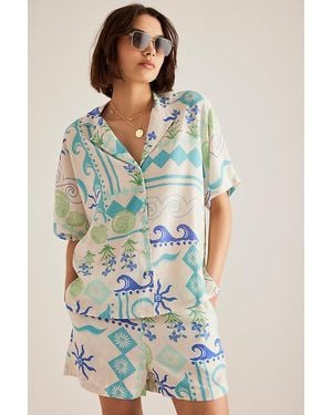 Nobody's Child Rhian Short-Sleeve Printed Shirt - Blue