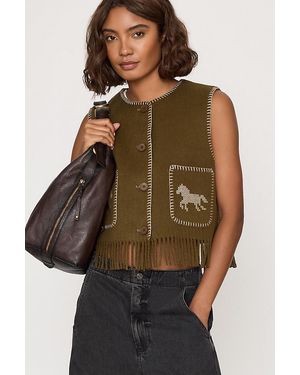 The Tiny Big Sister Horse Embroidered Vest - Brown