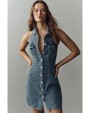 Pilcro Sleeveless Denim Mini Dress - Blue
