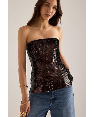 Bardot Helenia Sequin Bandeau Top - Black