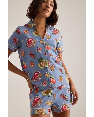 Chelsea Peers Tropical Fruit Short Pyjama Set - Blue