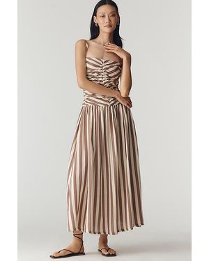 TACH Nina Cotton Ruched Midi Dress - Natural