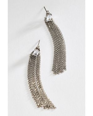 By Anthropologie Crystal Fringe Drop Earrings - White