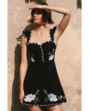 By Anthropologie Scallop Embroidered Mini Dress - Black