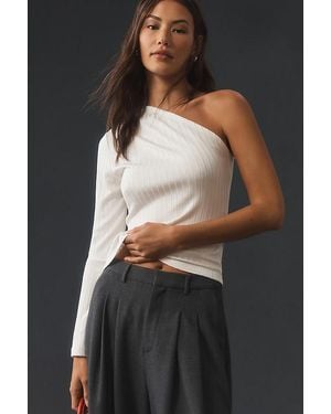 By Anthropologie One-Shoulder Ribbed Top - Black