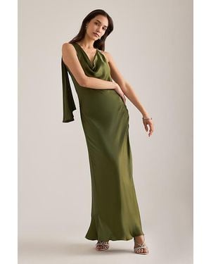 Bardot Anastasia Draped Satin Maxi Dress - Green