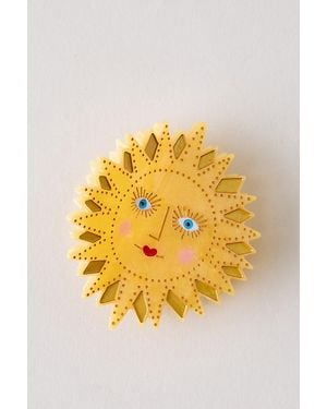 Solar Eclipse Handpainted Celestial Sun Claw Hair Clip - Metallic
