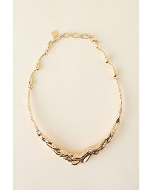 Anthropologie Hammered Sculptural Collar Necklace - Natural