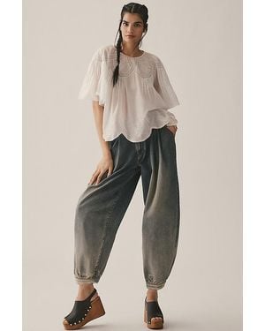 Pilcro Pleated High-Rise Balloon-Leg Jeans - Natural