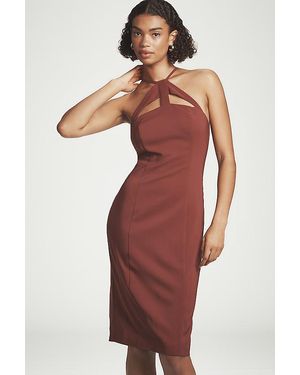 By Anthropologie Halter Cutout Slim Midi Dress - Red