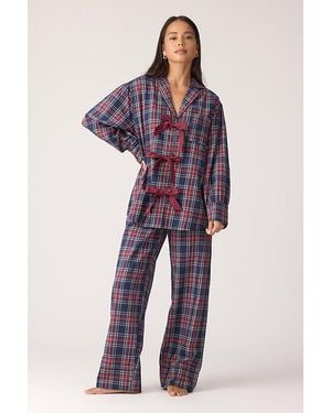 Damson Madder Antonella Flannel Long Pyjama Set - Purple